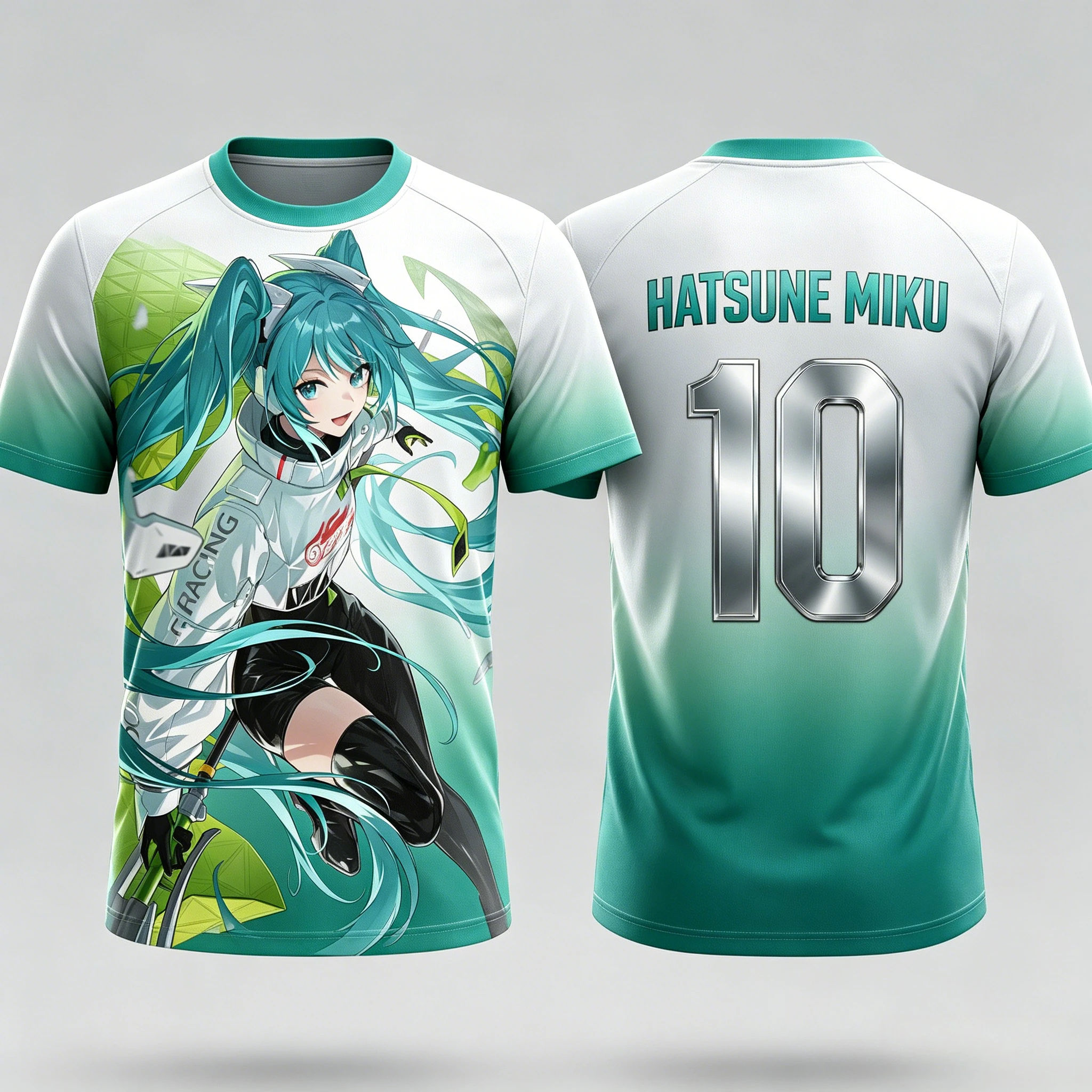 2026 Summer Hatsune Miku Retro Cosplay T-shirt Men's Oversized 3D Printed Short-sleeved Family Unisex Children's Sports Shirt