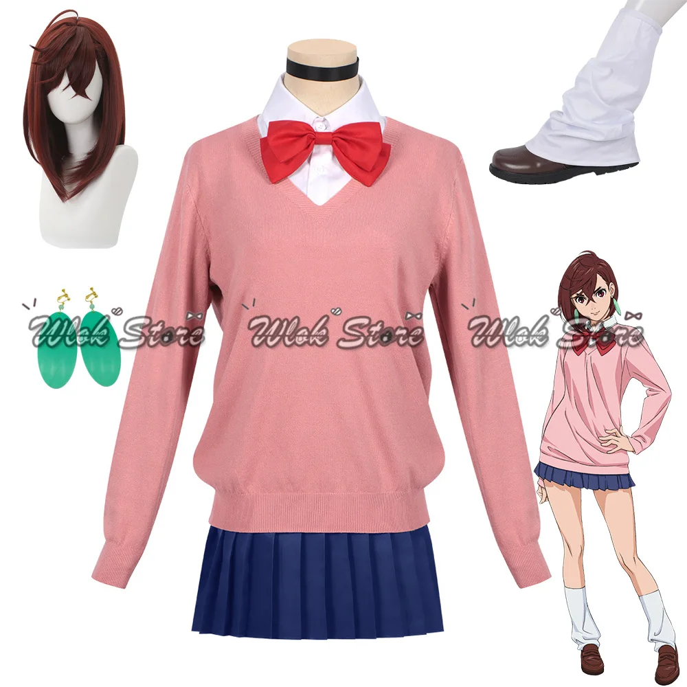 

Аниме Momo Ayase Косплей Костюм Парик Dan Da Dan Школьная форма JK Юбка Рубашка Свитер Костюм Серьги Колье Для Хэллоуина Вечеринка