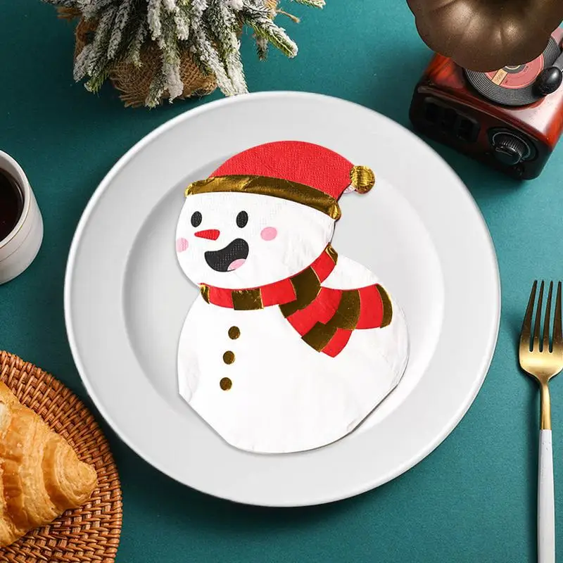 Christmas Snowman Paper Napkin Holiday Table Decor Printing Paper Towel Christmas Design Paper Napkins Tableware Decor Paper