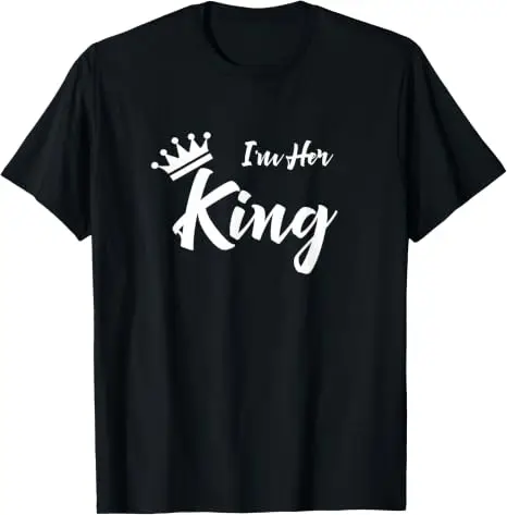 Ich bin ihr König Lustiges T-Shirt für Freund und Freundin Y2k Personalisiertes T-Shirt mit der Aufschrift „Ich bin seine Königin“ Geschenk für Frau, Mann, Jahrestag Kleidung – Detail 11