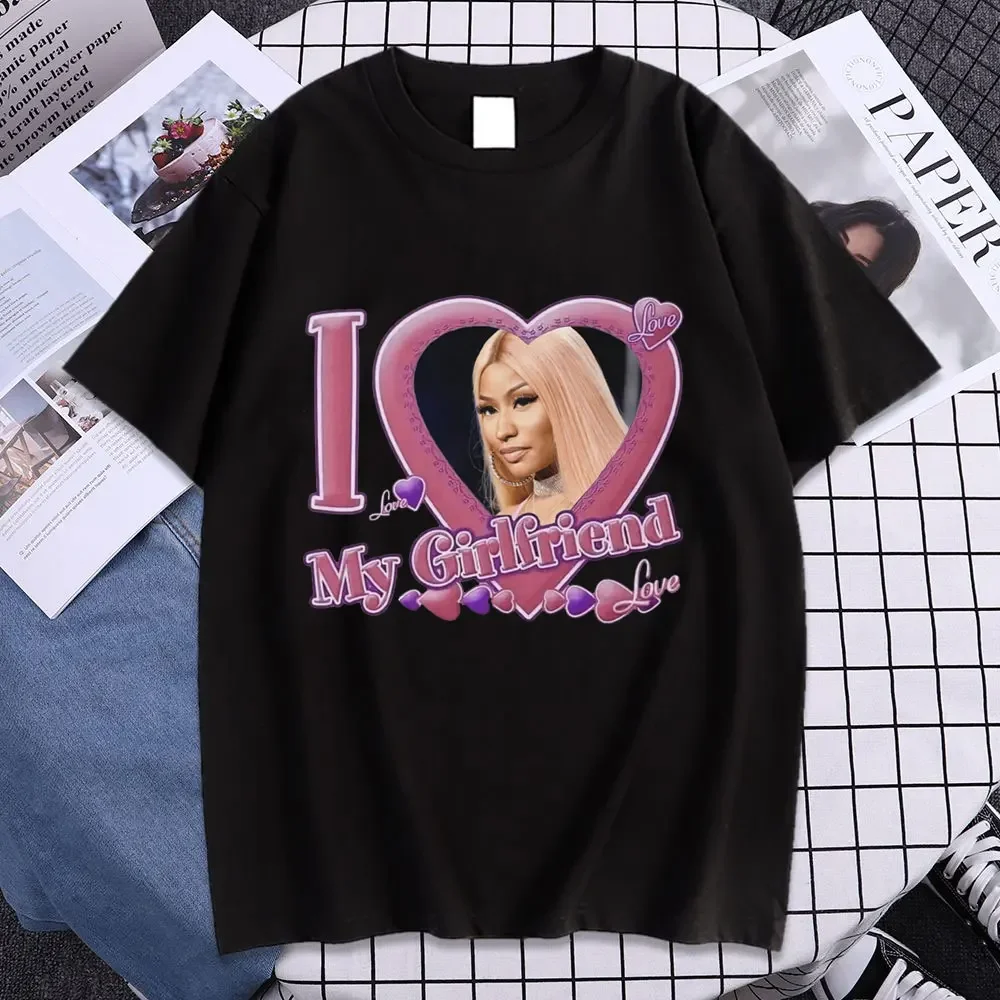 Rapper Nicki Minaj I Love My Girlfriend Graphic T Shirt Men Women Fashion Aesthetic Hip Hop T-shirt Oversized Couples Streetwear