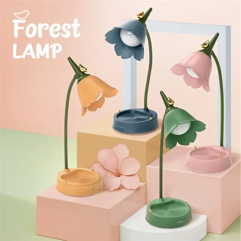 Flower And Bird Touch Three Level Dimming Desk Lamp Charging LED Lamp Children'S Reading Student Dormitory Bedlight