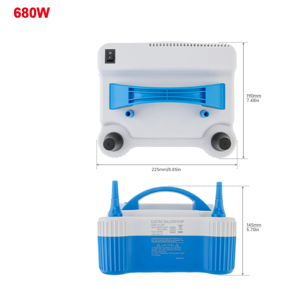 Balloon Inflator 600W/680W/800W Electric Balloon Pump Timing Quantitative  with 2 Inflation Nozzles for Festival / Party