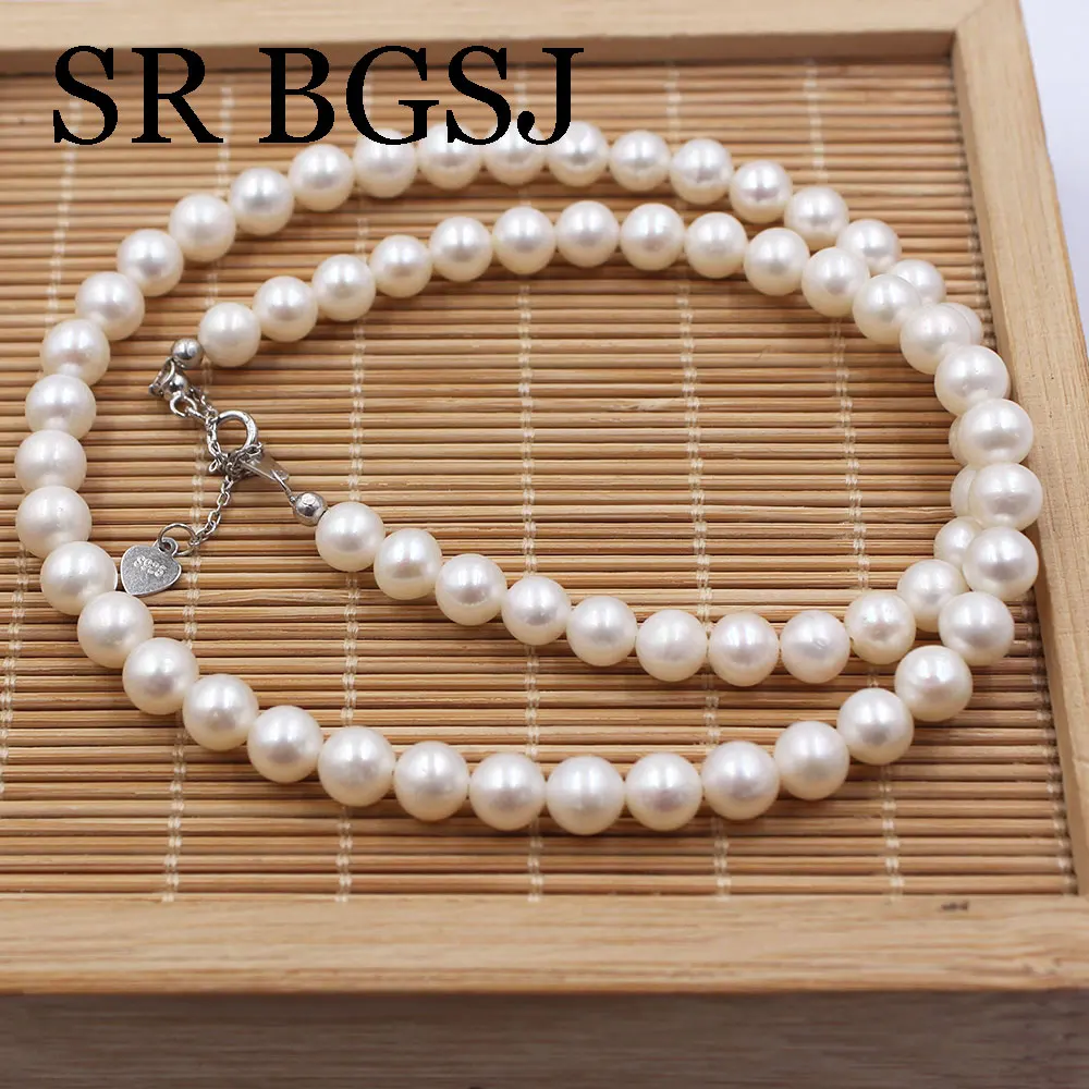 

6-7mm Elegant White Natural Freshwater Pearl Choker Round Pearl Wedding Short Necklace for Women Charm Fashion Jewelry 16"