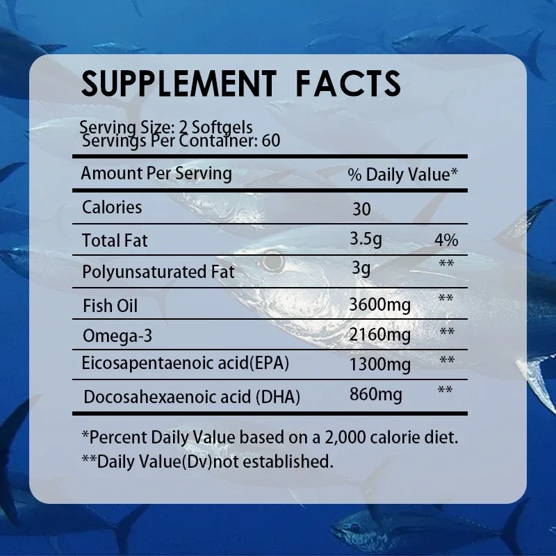 Fish Oil Capsules OMEGA-3 Rich In DHA And EPA Improve Bad Mood Relieve Stress Strengthen Brain Improve Intelligence