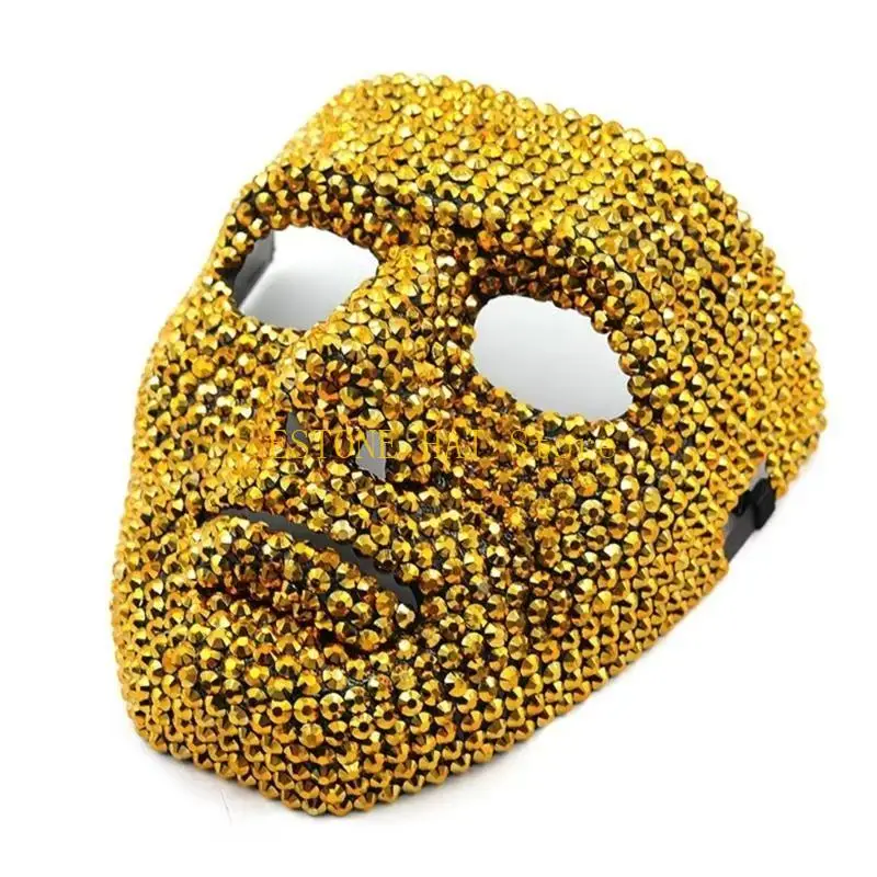 49MF Glittering Cowboy Hat Masquerade Mask for Women Men JazzHat Stage Props Panama Cap Face Mask Party Costume Accessories