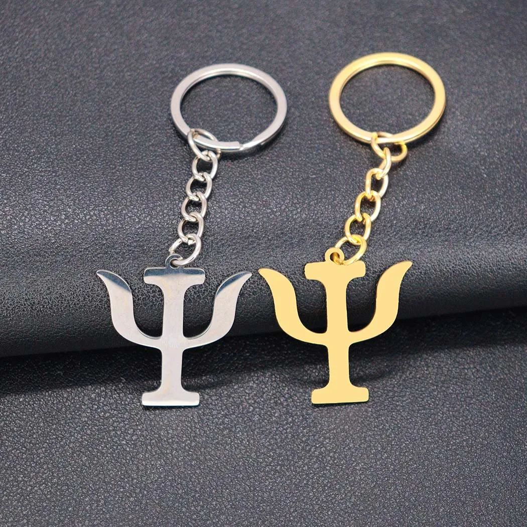 2025 New fashion stainless steel creative psychology symbol pendant with chain key chain pendant personality bag Car key chain a