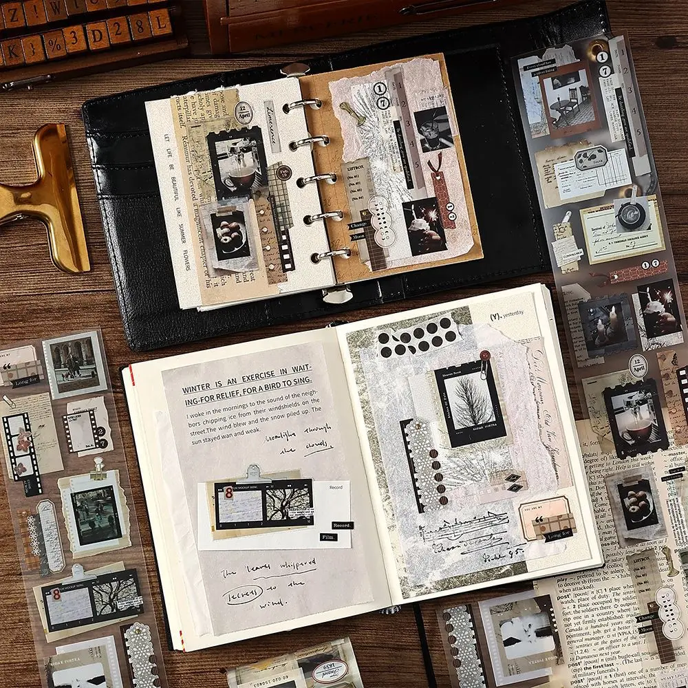 1 Buah/1Lot Pita Perekat Dekoratif Gambar Puisi Jurnal Sampah Kertas DIY Stiker Scrapbooking Masking Jepang