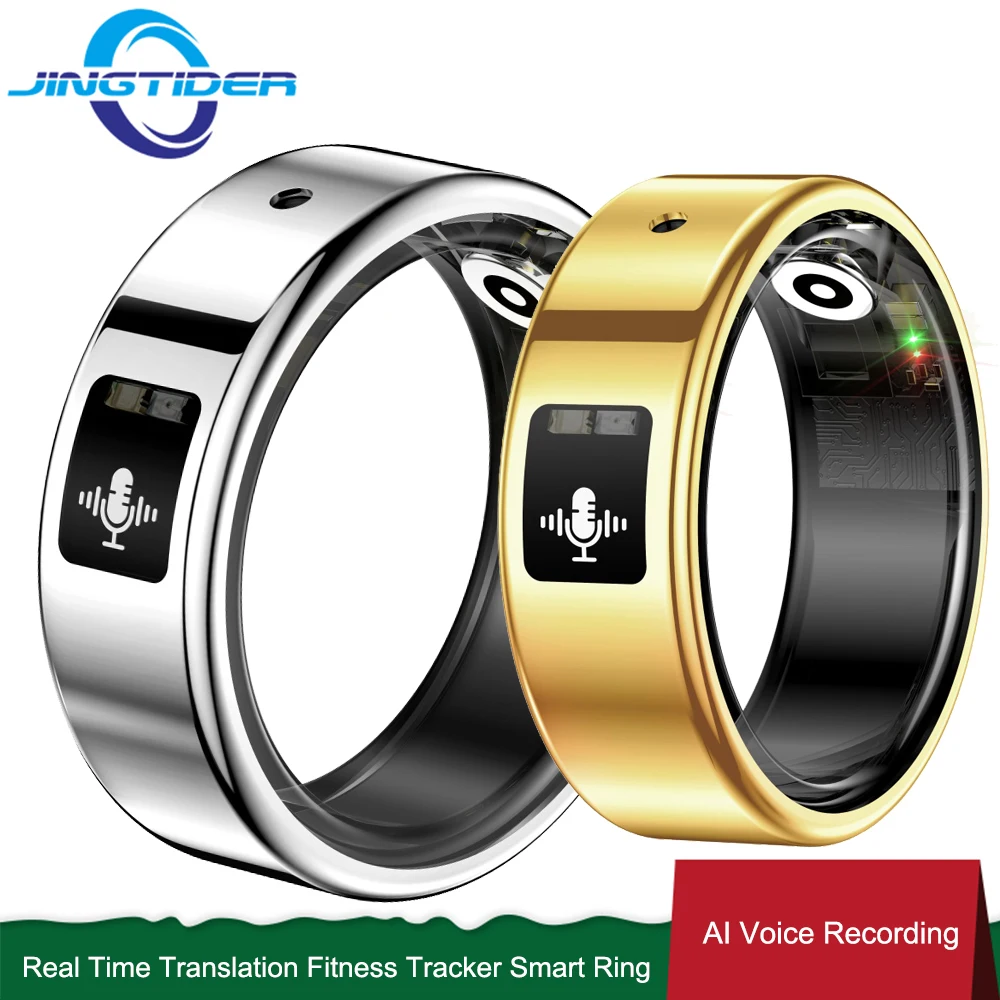 SR116 Voice Recording AI Translation Smart Ring Men Women IP68 Waterproof Fitness Health Tracker Finger Rings Stainless Stell