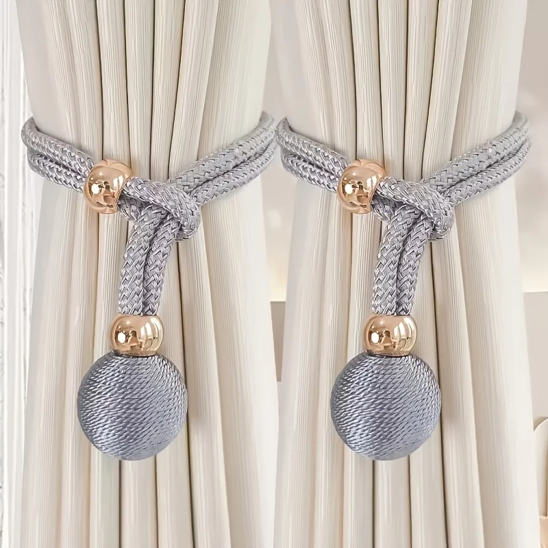 2-Pack Adjustable Luxury High-End French Round Curtain Tie, Adjustable Size Curtain Buckle, No Need to Drill Curtain Decorations