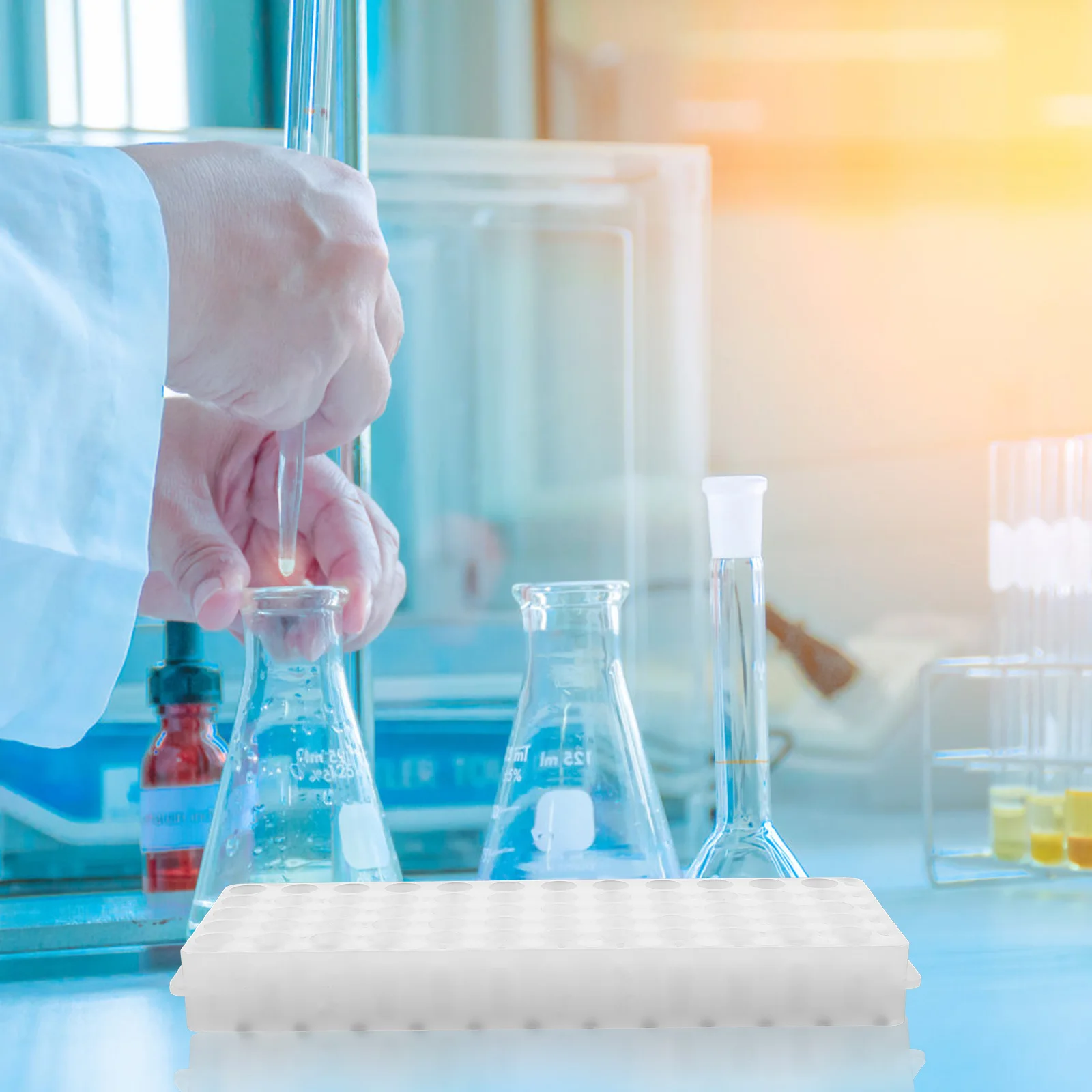 

2pcs Plastic Test Holder 60 Slots Sturdy Lab Supplies Storage Stand For Laboratory Sampling Vial Organizer