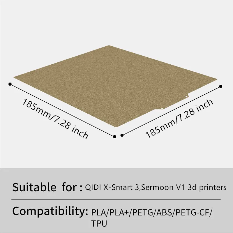 ENERGETIC Upgrade 3D-Drucker Sermoon V1 PEI Flexible Bauplatte 185 x 185 mm doppelseitig strukturiertes PEI-Magnetstahlblech