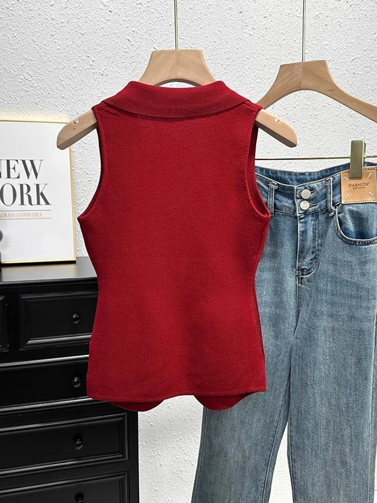 الصلبة محبوك تانك القمم الصيف المرأة بلوزات بلا اكمام عادية تنوعا سترة تي شيرت 2025 الكورية نمط الملابس النسائية #6