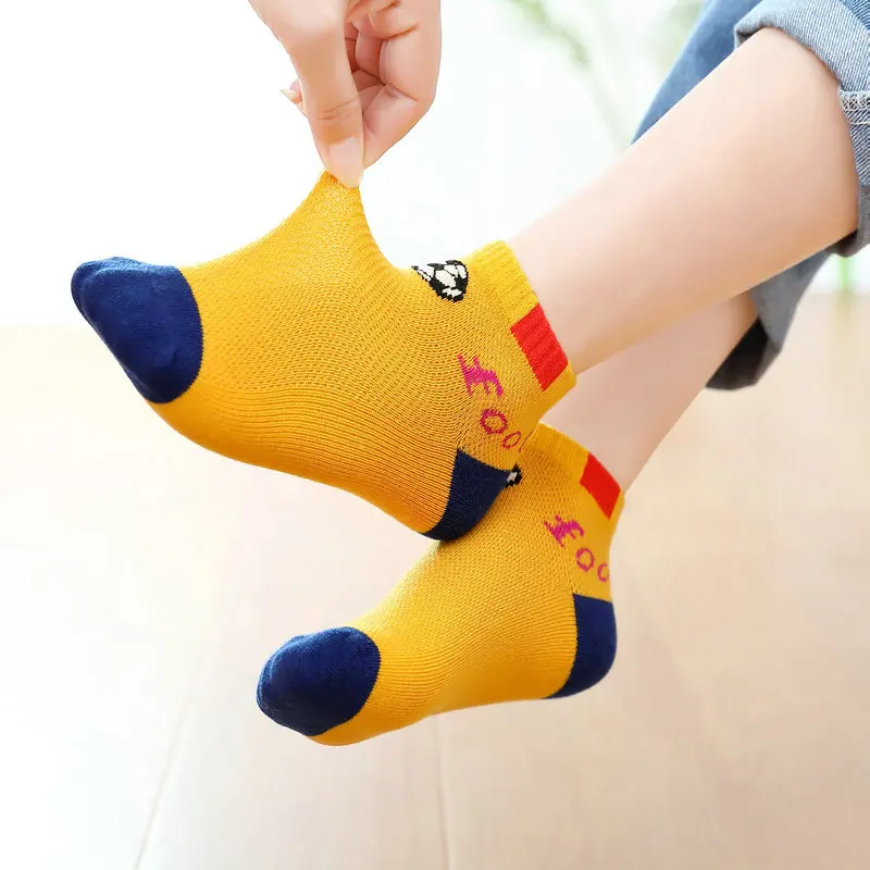 2024 Children Socks Cotton Summer Mesh Breathable Kids Cartoon Boys Girls Socks 2-15 Year 5 Pairs