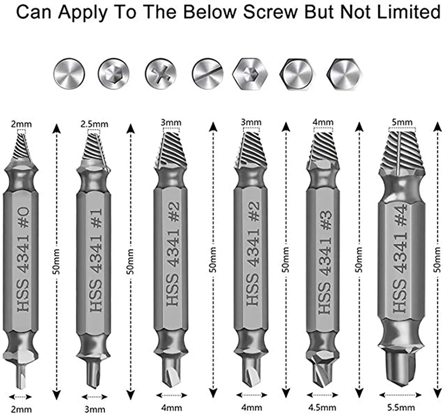 Damaged&Stripped Screw Extractor Remover Tool and Drill Bit Set. Broken Bolt Extractor and Screw Remover Set of 6 Pcs #012234