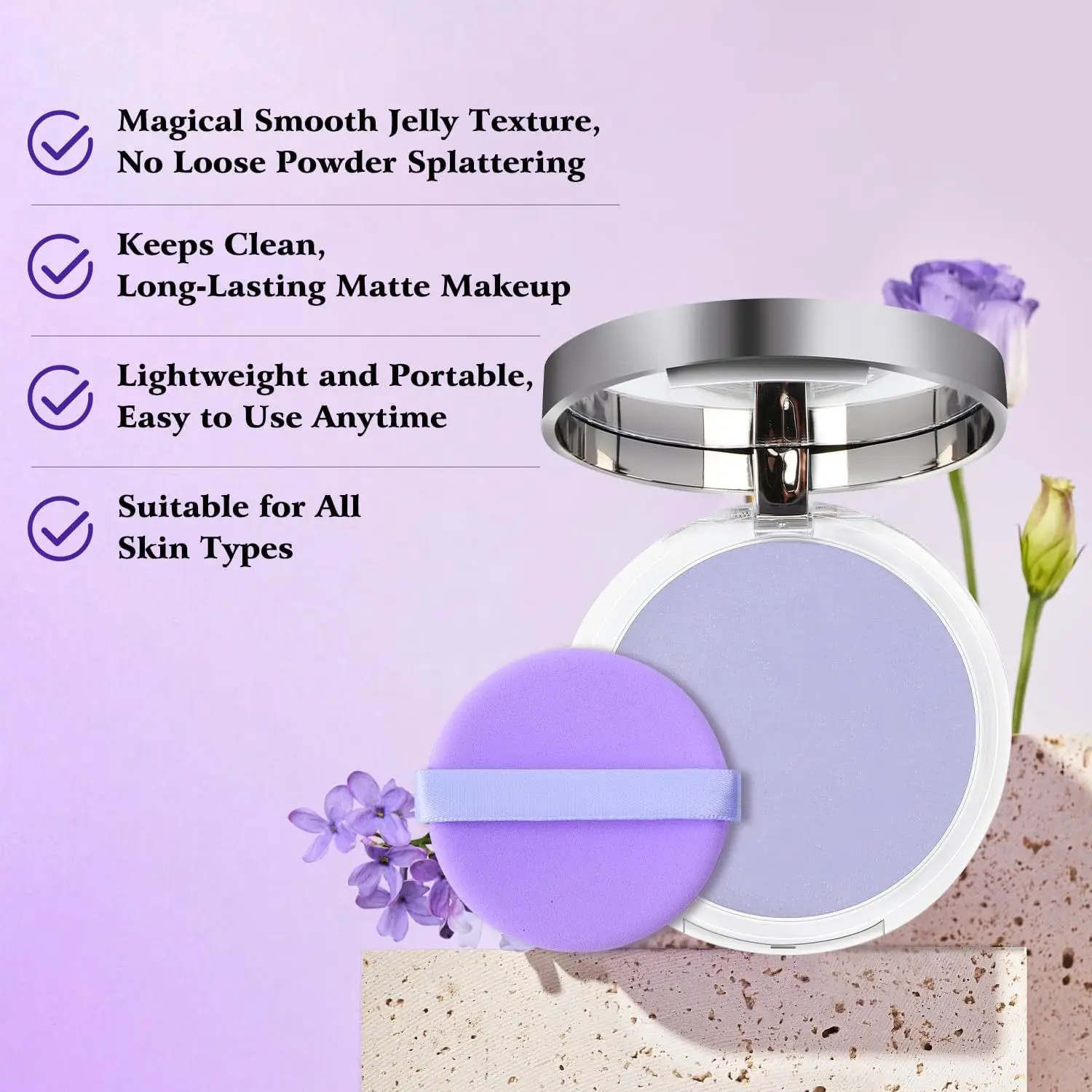 1PC Candy Bella Violet Setting Powder Skin-friendly Skin Natural Face Long Lasting Oil-controlling Contouring Powder Cosmetics