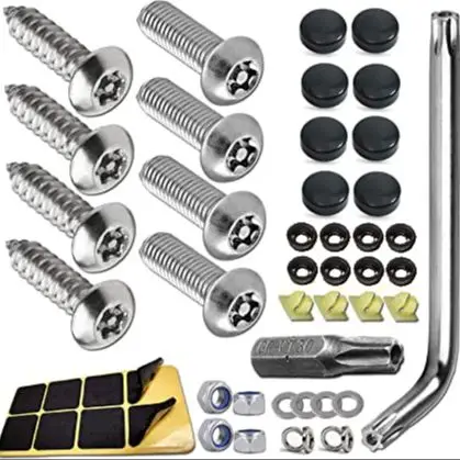 Anti Theft License Plate Screws Stainless Steel Bolts Fasteners Kits for Car Tag Frame Holder Tamper Resistant Mounting Hardware