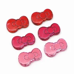 10pcs Resin Glitter Red/Pink/Hot Pink Bow Flatback Cabochon DIY Hair Bow Center Decoration Accessories,28*18mm