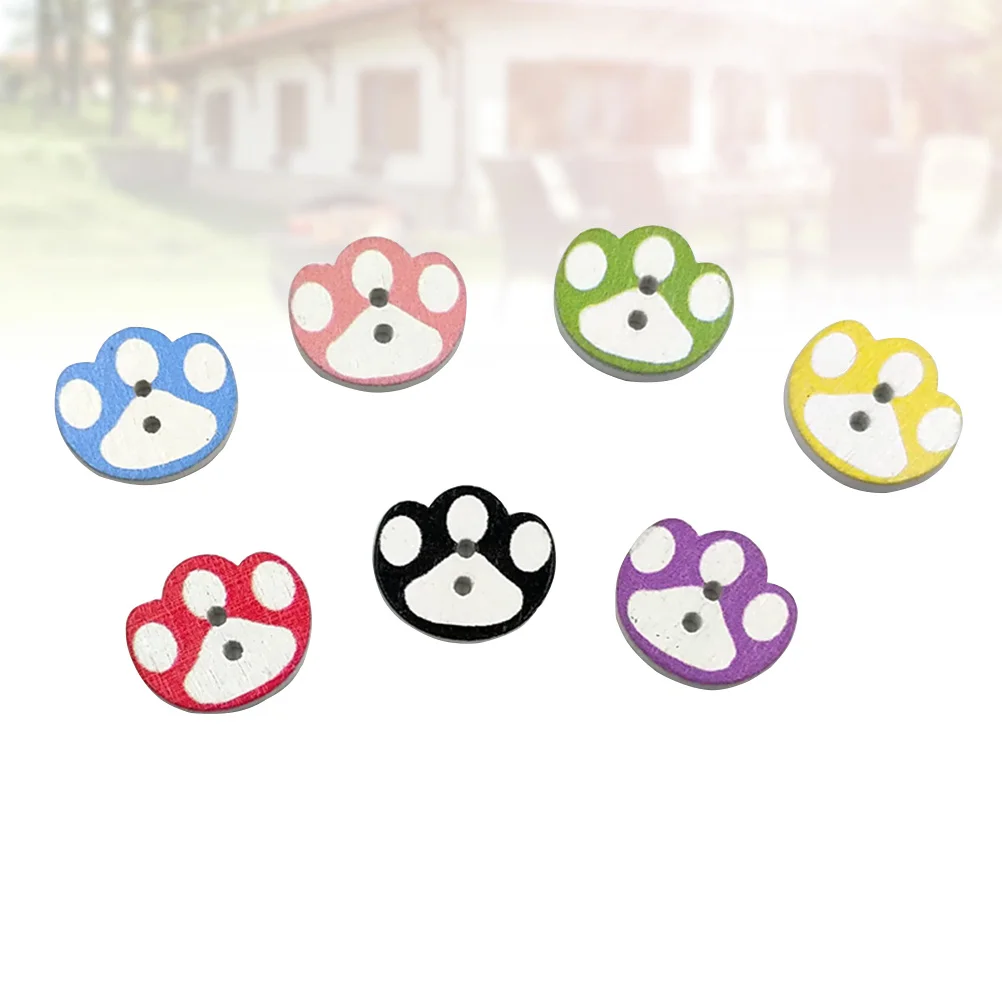 

50Pcs Footprint Wooden Buttons Cartoon Design Durable DIY Accessories for Sewing Scrapbooking Clothes Crafts DIY Wooden Buttons