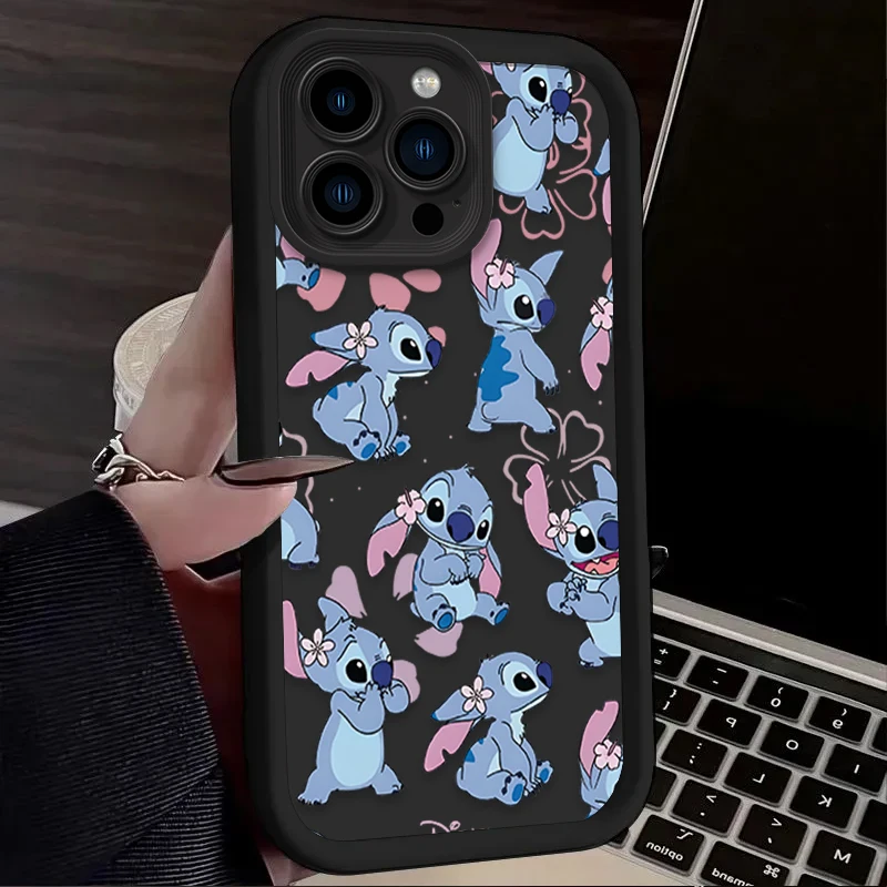 Disney Stitch Silicone Case for iPhone 16 15 14 13 12 11 Pro Max XS X XR 8 7 6S Plus SE 2020 Shockproof Cartoon Soft Back Cover