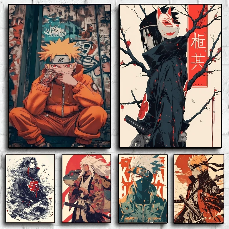 

Canvas Prints Naruto Itachi Character Poster Classic Cartoon Picture High Quality Art Not Fading Modern Living Room Decor Gifts