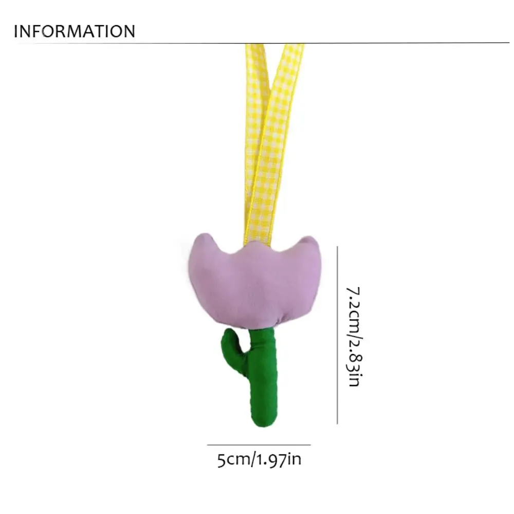 แฟชั่นสไตล์เกาหลีพวงกุญแจดอกไม้น่ารัก Mini TULIP Plush พวงกุญแจนุ่ม Kawaii Tartan TULIP จี้สาว