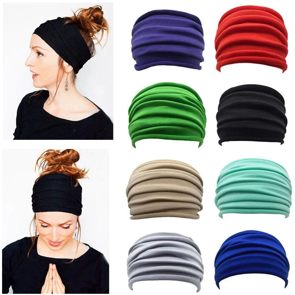 

Women Running Accessories Nonslip Elastic Wide Sports Headband Turban Running Headwrap Fold Yoga Hairband Stretch Hair Band