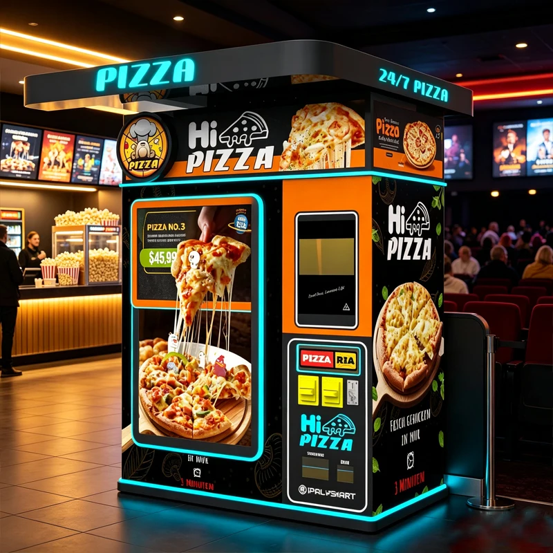 Large Display Pizza Vending Machine Unattended Fast Food Vendor For Exhibition Hall Customized