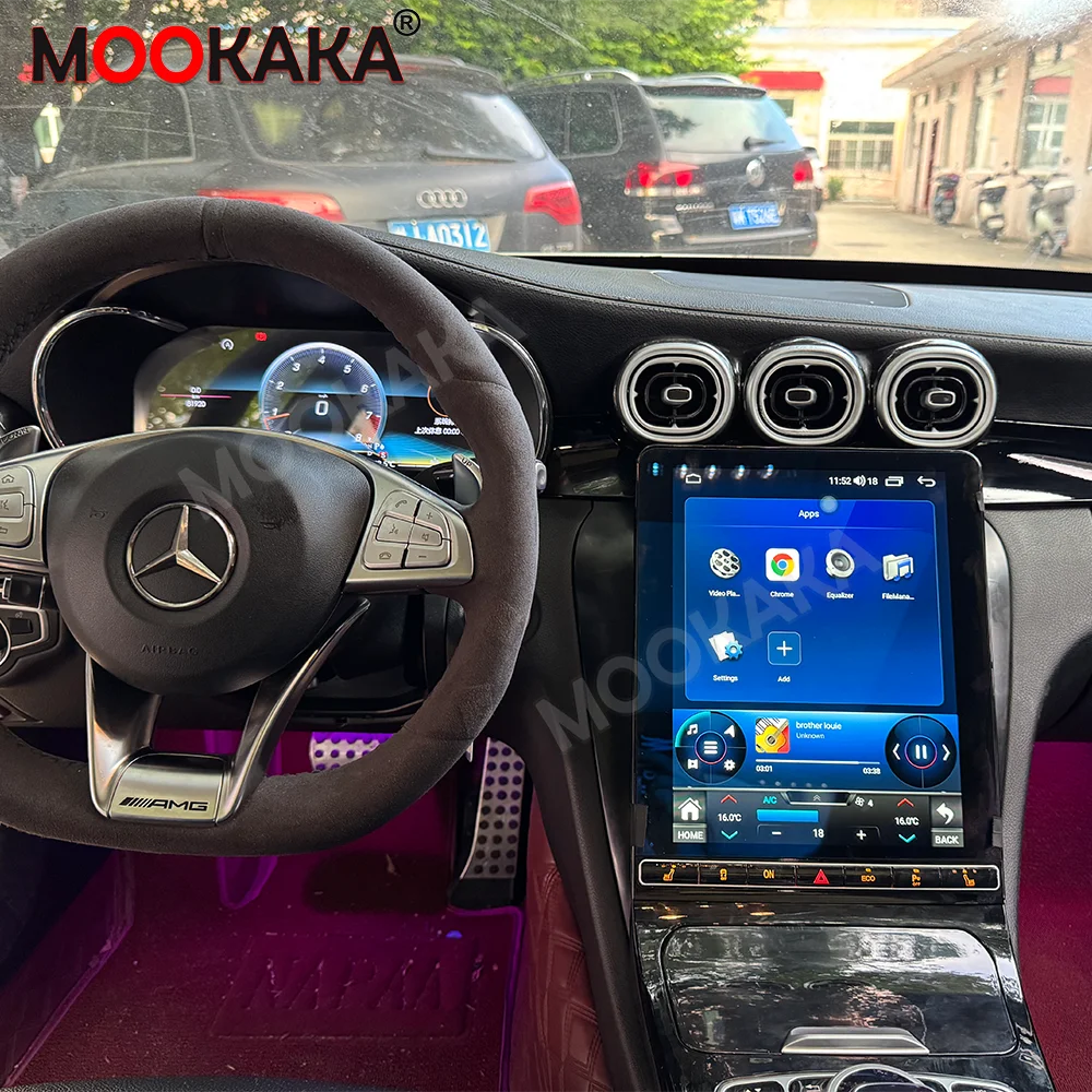 Android 15 Car Radio Multimedia Stereo For Mercedes Benz C Class GLC 2015-2022 Auto Carplay Digital Cluster GPS Navigation DSP
