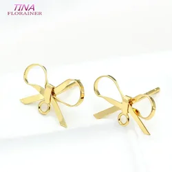 16*9MM 14K Gold Color Brass Twisted Bow Stud Earrings Pins High Quality Diy Jewelry Findings Accessories