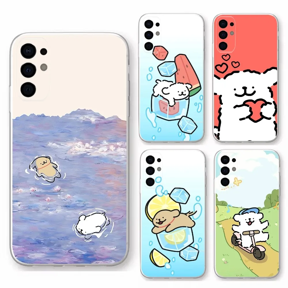 Korea line puppy Maltese Phone Case  For Samsung S30,S23,S21,S22,S20 Ultra,S20 FE lite,S10,S9,S8PIus Transparent Shell