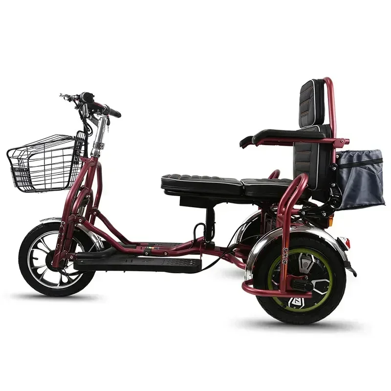 New Electric Tricycle Foldable 380W 48V 20AH  MiNi Small For Transporting Easy To Ride Parent-child  Sitting Electric 3Wheel