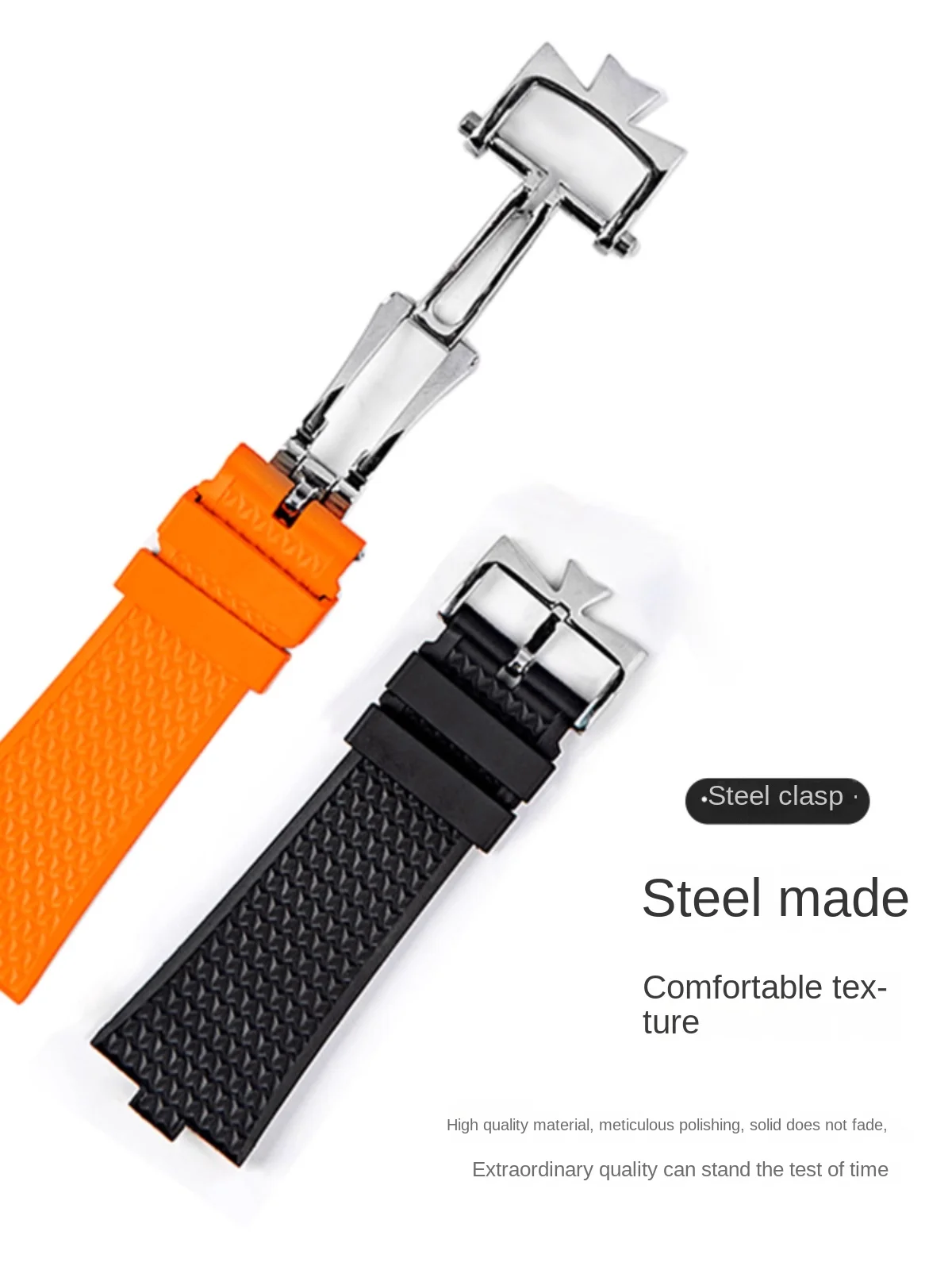 Pulseira de relógio de liberação rápida FKM original compatível com Vacheron Constantin Overseas 4500V/5500V/7900V Interface convexa