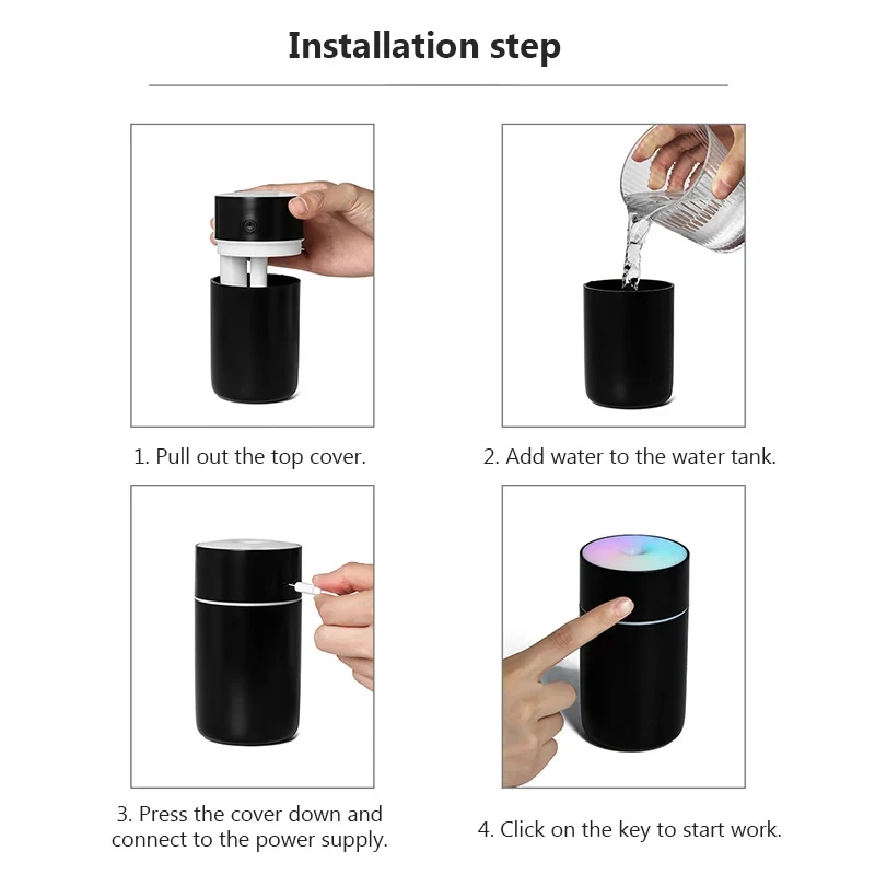 HOMEFISH Colorful Portable Mini Air Humidifier USB Rechargeable Wireless Home Car Aroma Diffuser Essential Oil Atomizer
