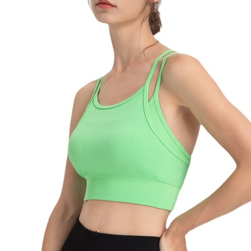 Soutien-gorge fileté à séchage rapide pour femme, chemise d'entraînement sportive, sous-vêtements de sport, haut de fitness, yoga et gym, chemise d'entraînement active