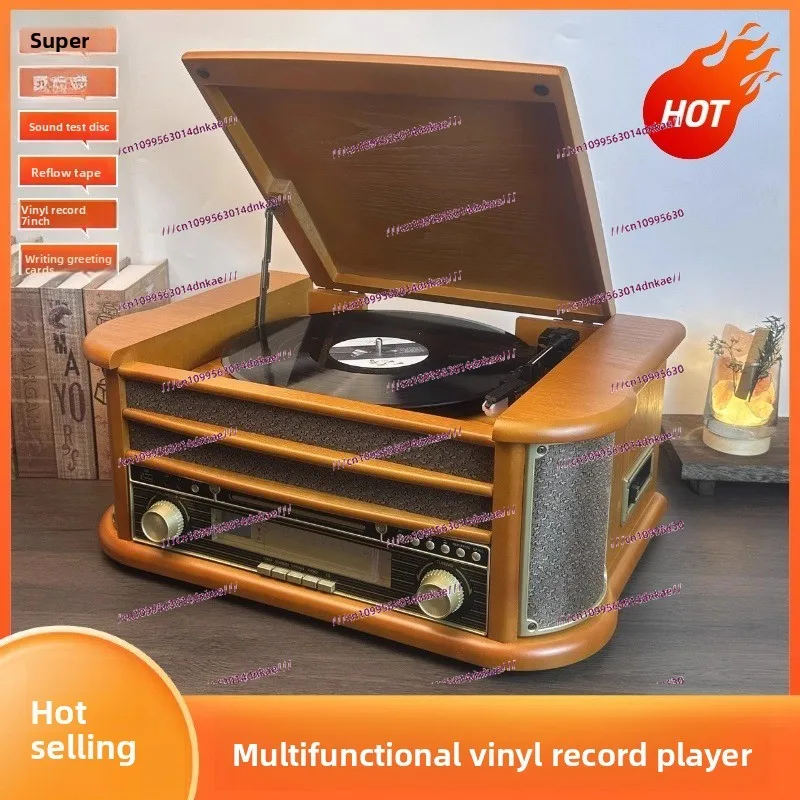 Classic Retro Vinyl Record Player Nostalgic Record Player CD Tape Recording Multi-function Machine Bluetooth Speaker