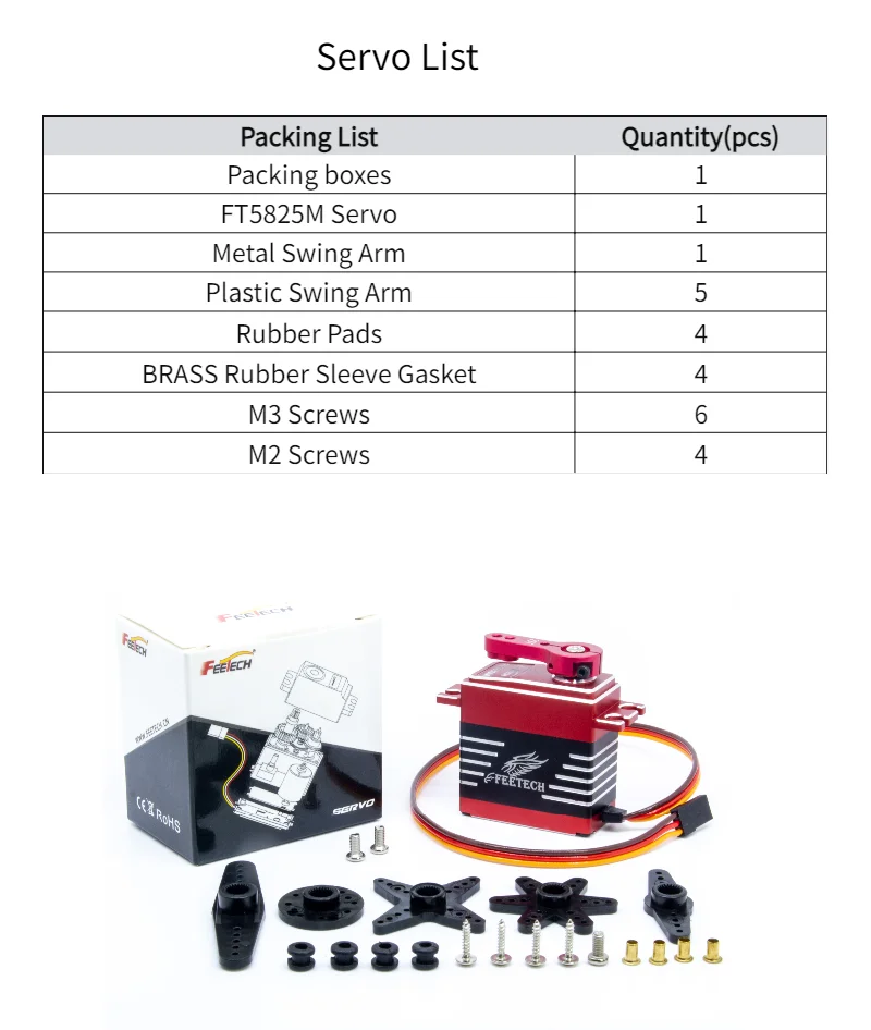 Vendita calda FT5835M Servomotore sterzo 35KG Ad alta velocità Grande coppia 180 gradi RC Auto Baja Barca Robot fai da te Migliori componenti del motore