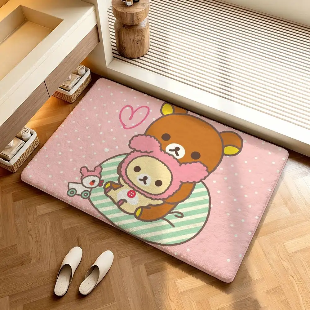 Cute Rilakkuma  Shower Room Absorbent Small Floor Mat Soft Comfortable Decorative Foot Mat
