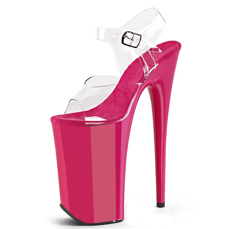 26cm Nightclub Pole Dancing Shoes One Word Buckle Strap Super High Heel Model Catwalk Sexy Open Toe Sandals