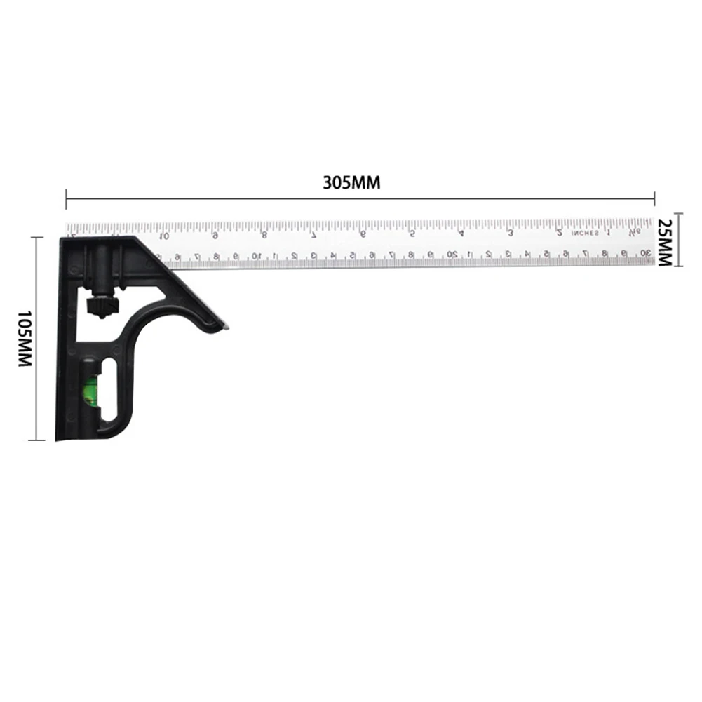 Wood Measure Ruler Profile Marking Tool Multi-function Angle Ruler Protractor Combination Square Stainless Steel Ruler