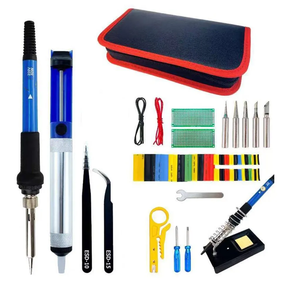 

2 In 1 60W Soldering Iron Tool Kit Table Accessories Digital Display DIY Tools Solder Wire Desoldering Pump Set Welding Tools