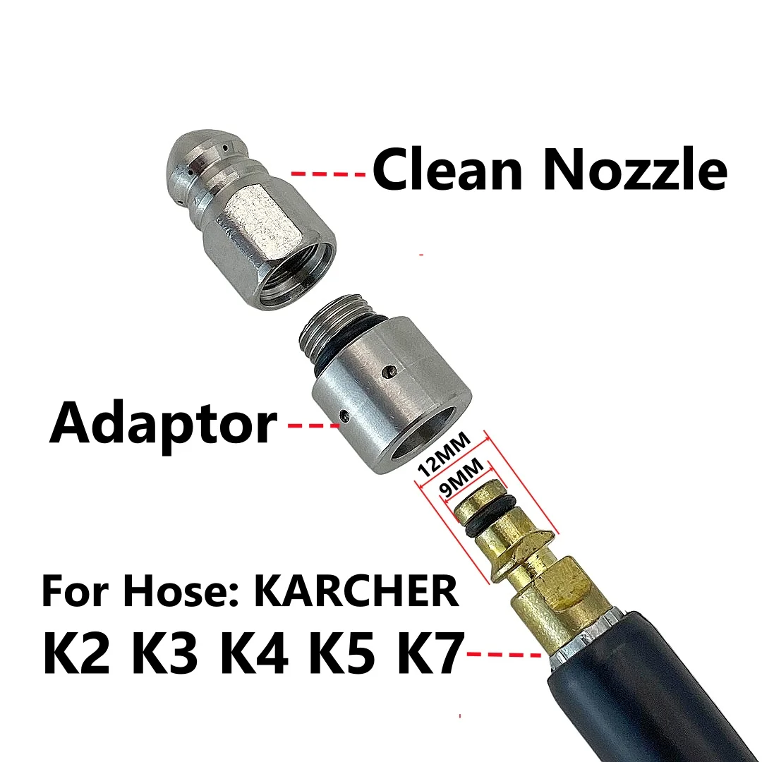 For KARCHER K2 K3 K4 K5 K7 High Pressure Washer Hose Drain Cleaning Nozzle Directly Connect To Hose