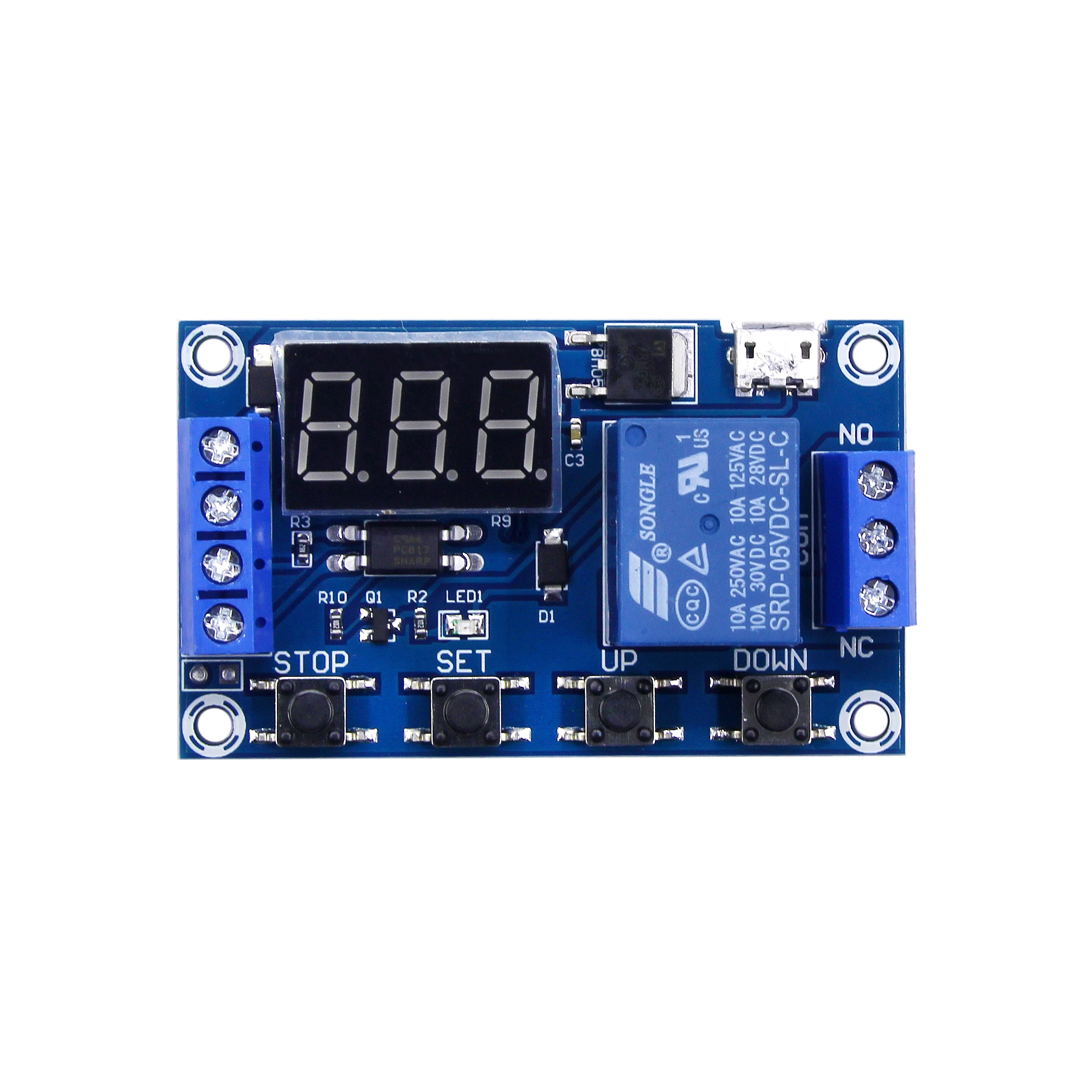 DC 6-30V Support Micro USB 5V LED Display Automation Cycle Delay Timer Switch Off Delay Time Relay 6V 9V 12V 24V