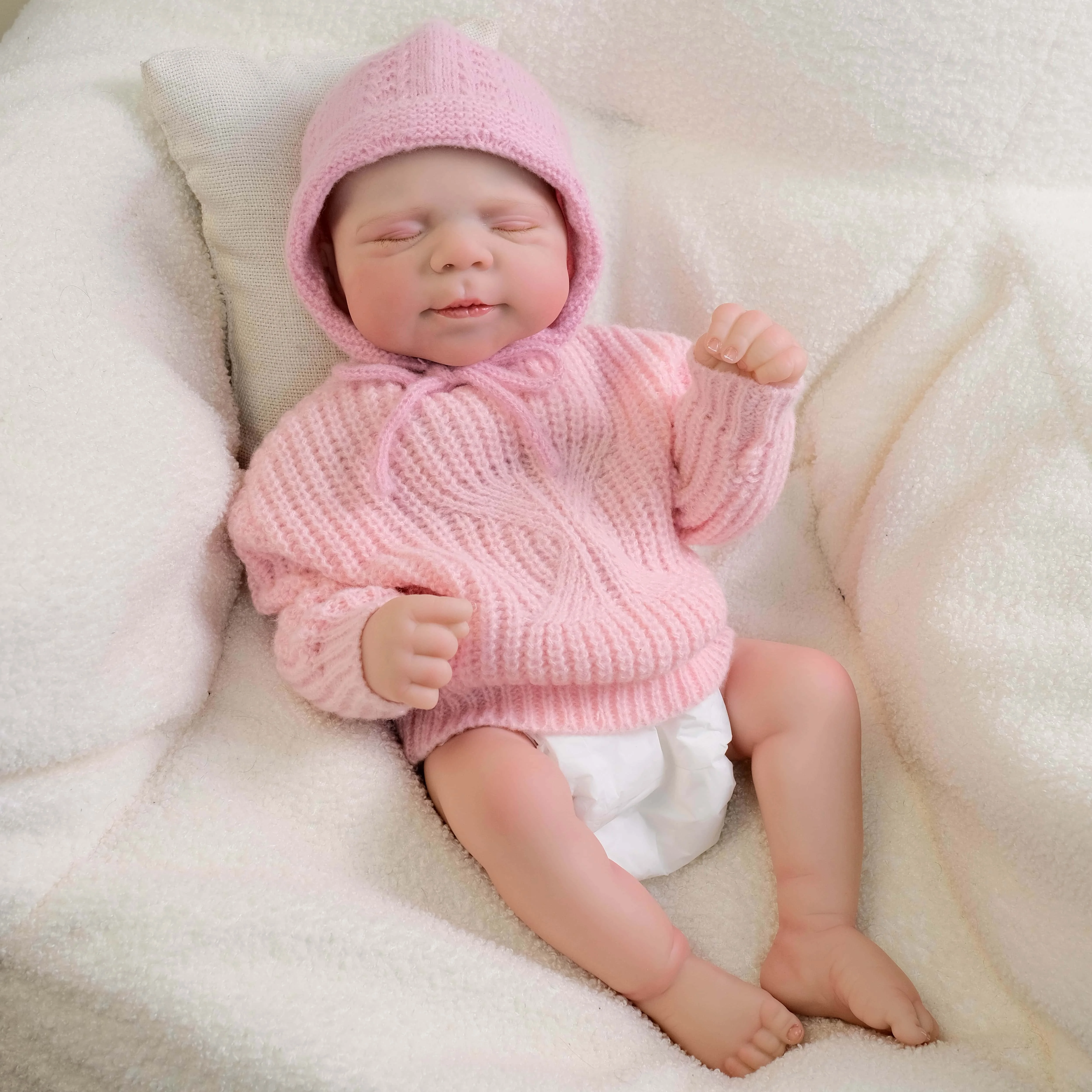 1 szt. 48 cm Miękka Lalka Reborn Śpiąca Żywy Noworodek Bebe Różowy Chłopiec Zabawka/Lalka Skórzana/Słodki Dziecko/Prezent Urodzinowy/Prezent Świąteczny