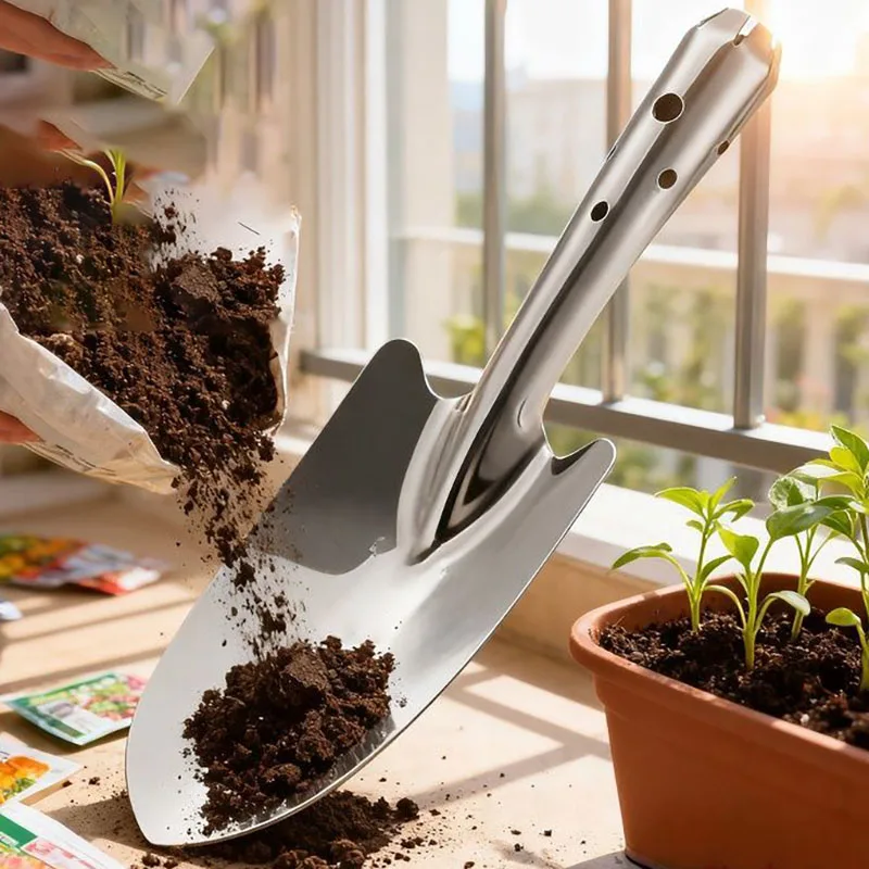 Stainless Steel Trowel for Garden Soil Aeration, Potting, Vegetable Harvesting, and Flower Planting