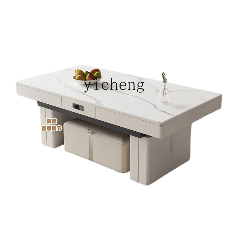 v9.10-Voice Lifting Fire Coffee Table Dual-Use Living Room Home Small Apartment Smart Heating Table