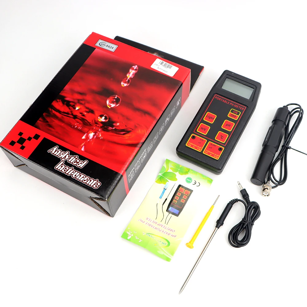 3 em 1 testador de qualidade da água PH-8424 ph/orp/temperatura medidor precisão portátil eletrodos ph & orp monitor água sonda temperatura