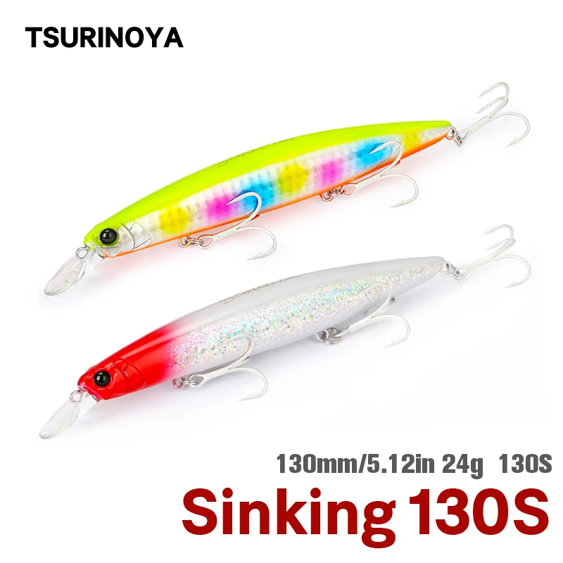 

TSURINOYA Sinking Minnow SCOUT 130S 130mm 24g Long Casting Saltwater Large Fishing Lure Flounder Sea Bass Artificia Hard Baits