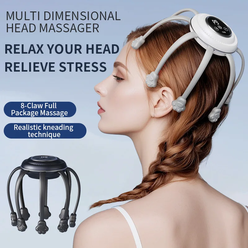

Octopus Head Massager Automatic, 3d Electric Relax Your Body Promotes Blood Circulation Suitable For Seniors And Office Workers