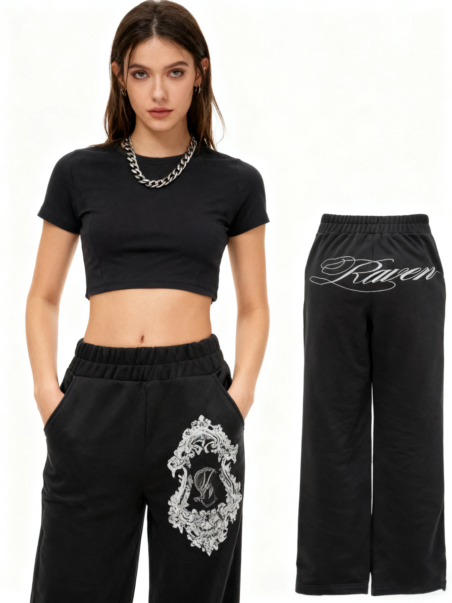 European/American street hip-hop kpop women's street dance casual sweatpants spring/autumn couples gothic rock elastic pants